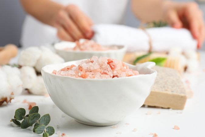 Sea salt, concept of relax, spa and self care