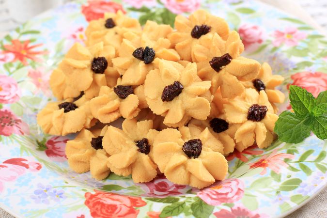 Close Up Kue Semprit, Indonesian Butter Cookies for Eid Al Fitr.