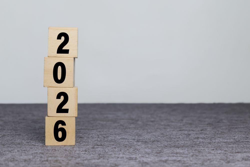 2026 plan words text on stack wooden blocks