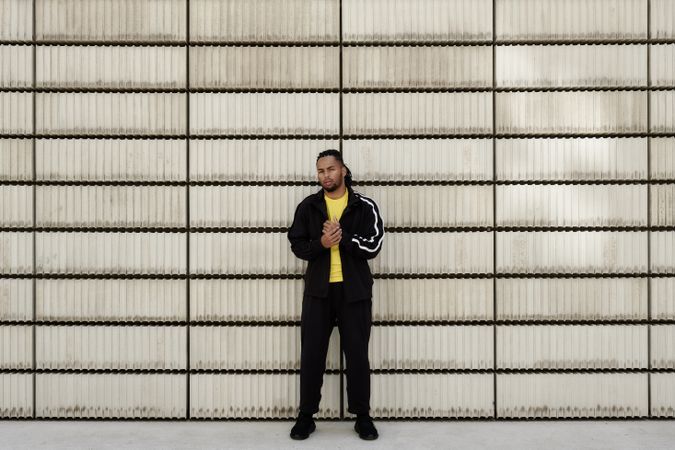 Black male near concrete blocks