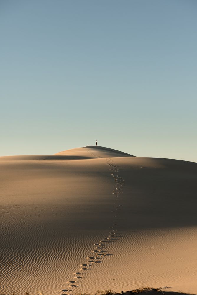 Footstep on sand in the desert