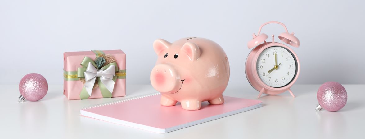 Concept of Christmas finance with piggy bank