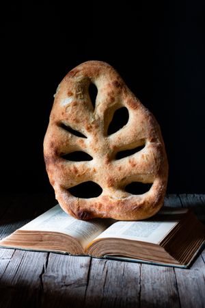 Fougasse on open recipe book