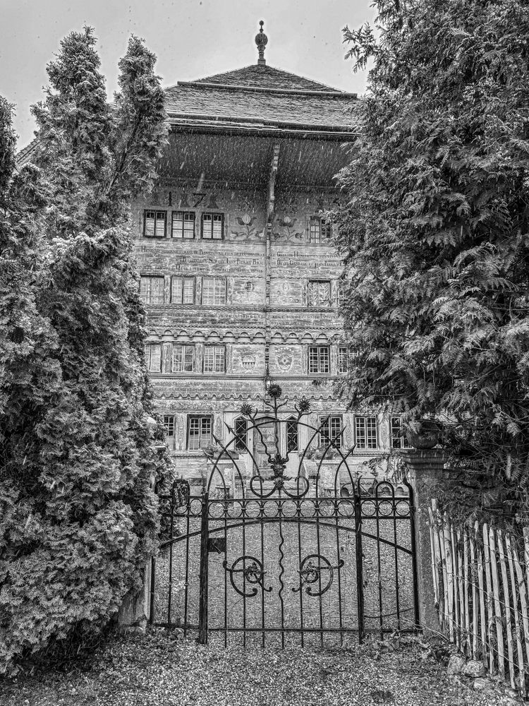 Le Grand Chalet de Balthus in Rossiniere, VD in B&W