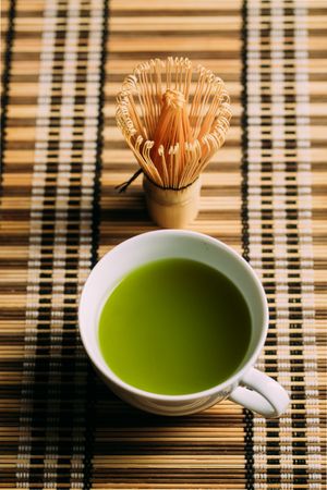 Preparing matcha tea