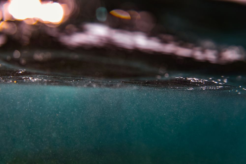 Splashes in water of sea
