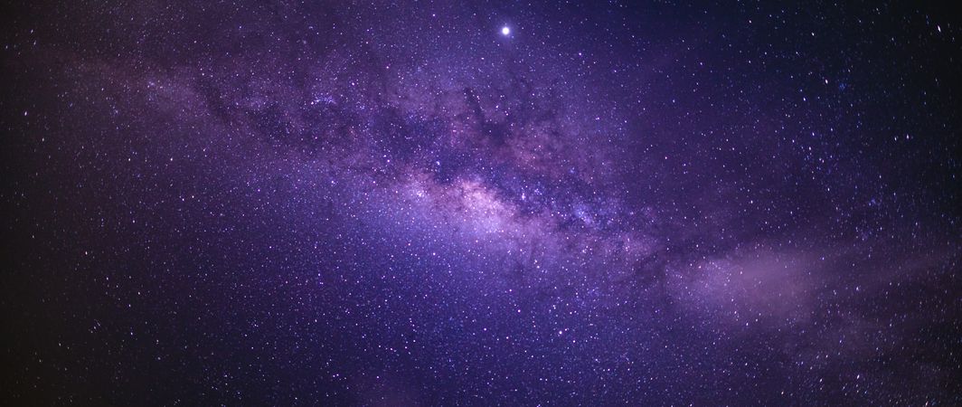 Wide shot of Milky Way with purple sky
