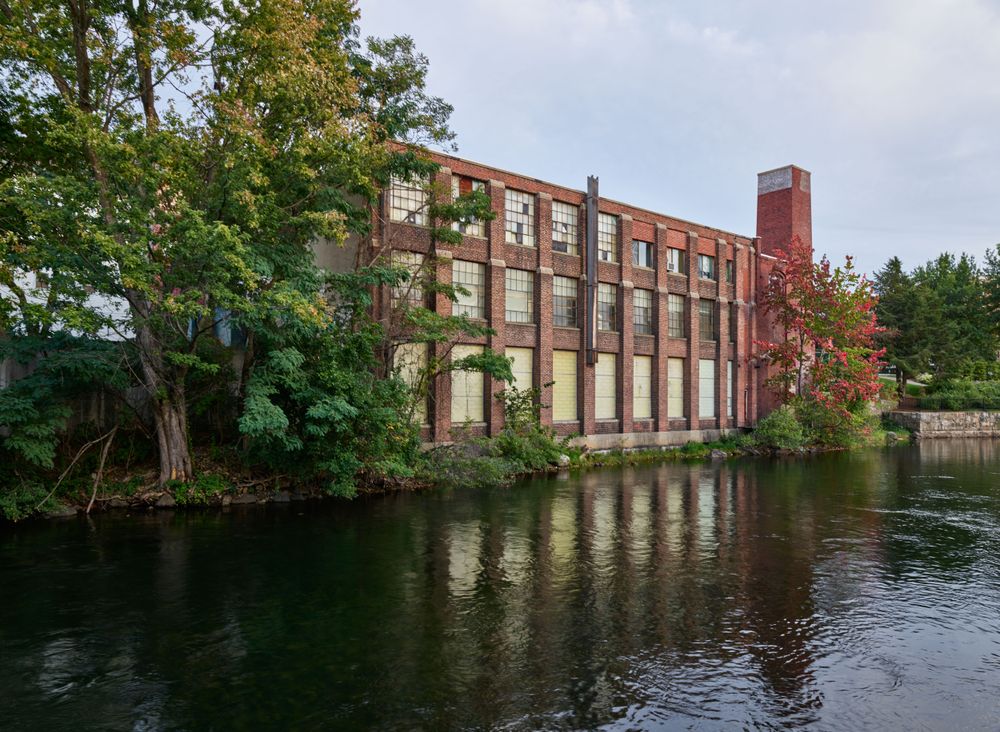 Building in the mill district on the Winnipesaukee River in Laconia, New Hampshire