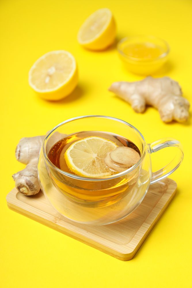 Cold treatment, healthcare concept - tea with ginger