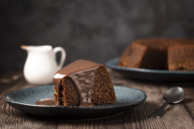 Delicious slice of chocolate cake.