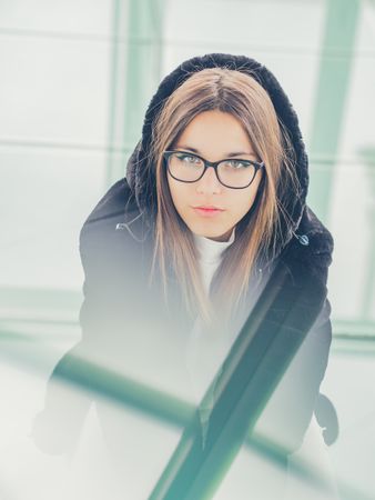 Young woman over a glasses ground