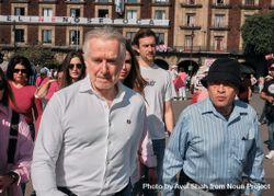 Mexico City, Mexico - February 26th, 2022: Two older men at political protest in Mexico City 4maXv4