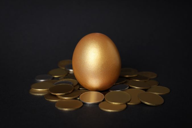 Concept of wealth and retirement - golden eggs