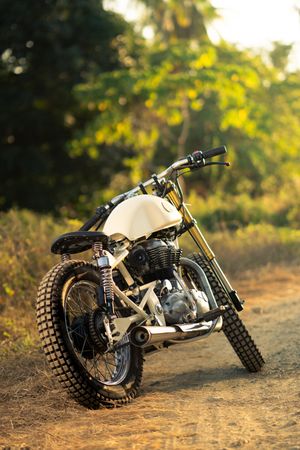 Motorcycle on roadside in countryside