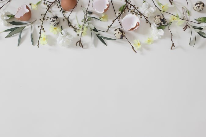 Spring frame, banner. Easter floral composition.