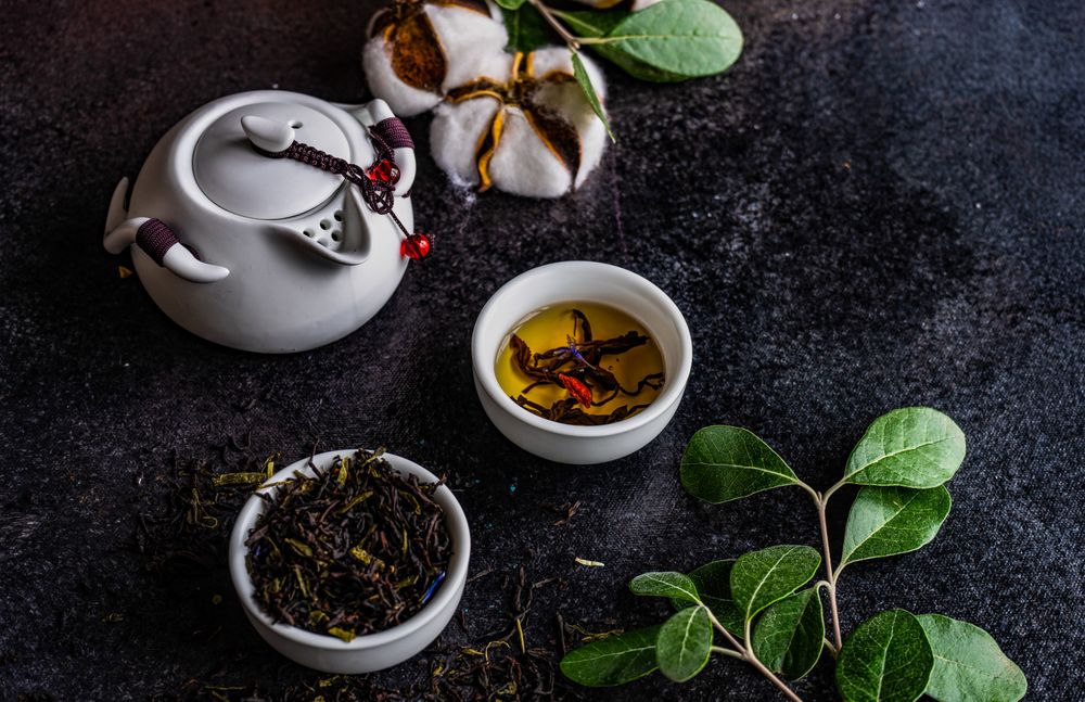 Tea concept on stone background