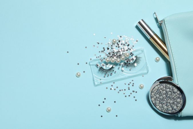 concept of cosmetology tools and beauty treatment, false eyelashes