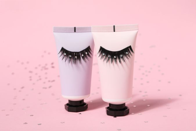 False eyelashes, concept of different makeup accessories