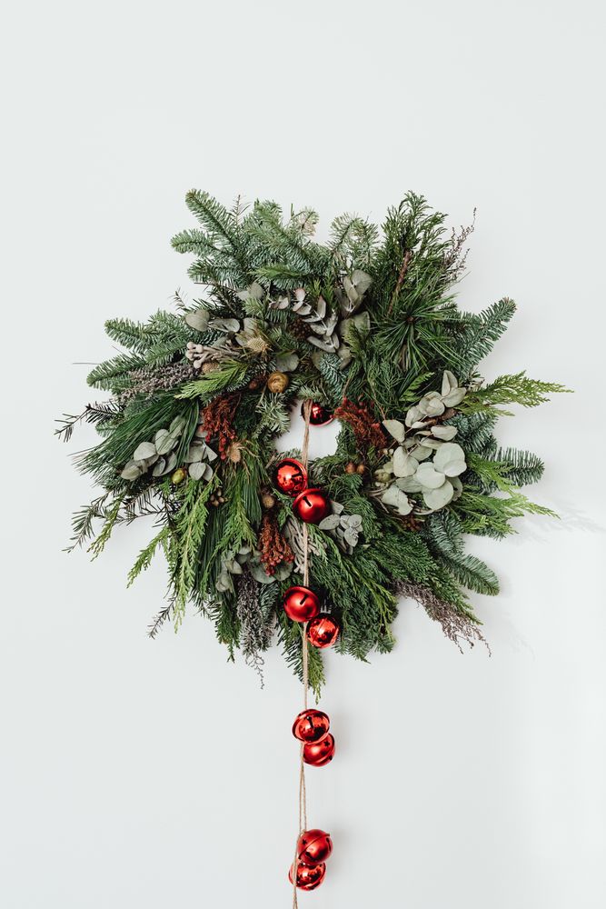 Christmas garland on light background