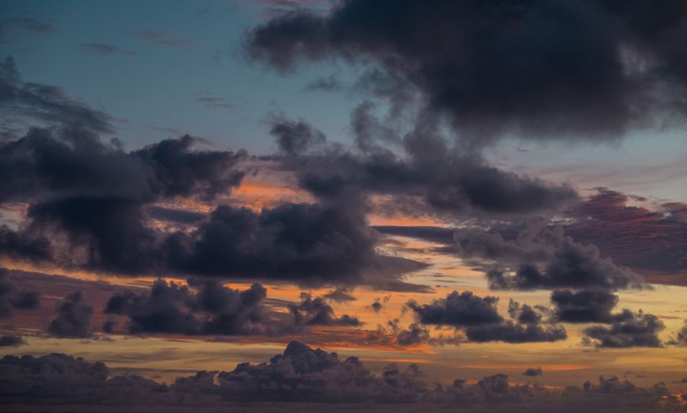 Grey clouds in evening sky