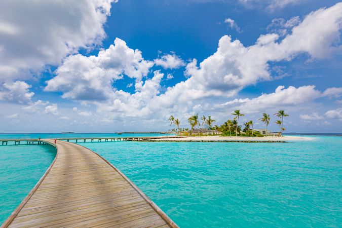 Walkway to island beach in the Maldives