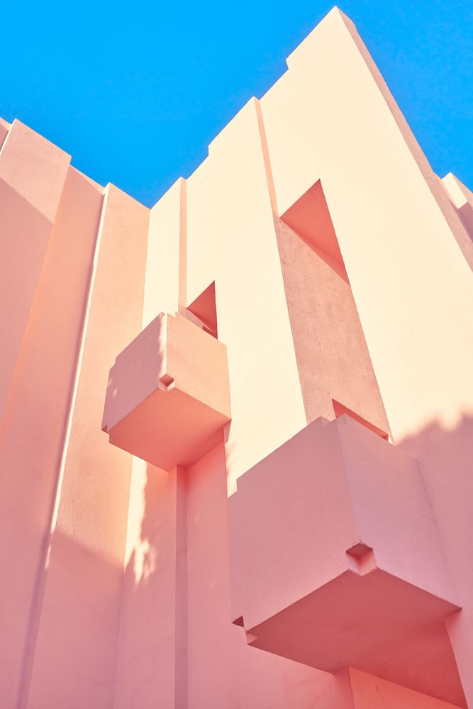 Pink construction with stairs and floors