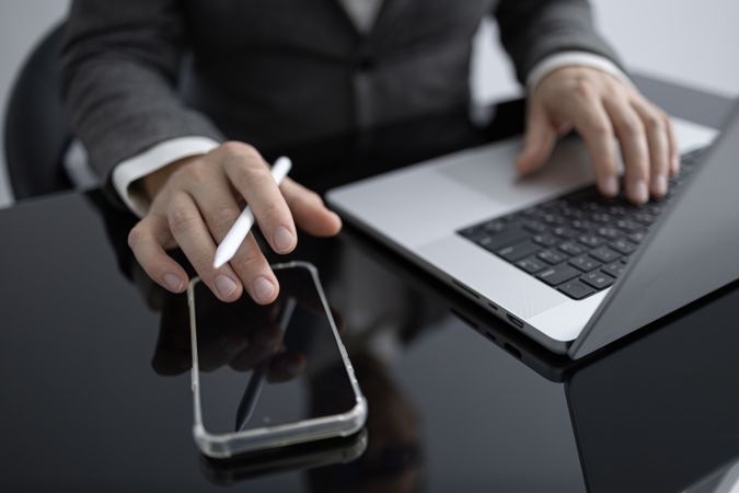 Business Communication Using Mobile and Laptop