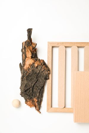 Flat lay of creative moodboard composition, top view