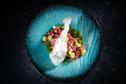 Plate with fresh tuna tartare