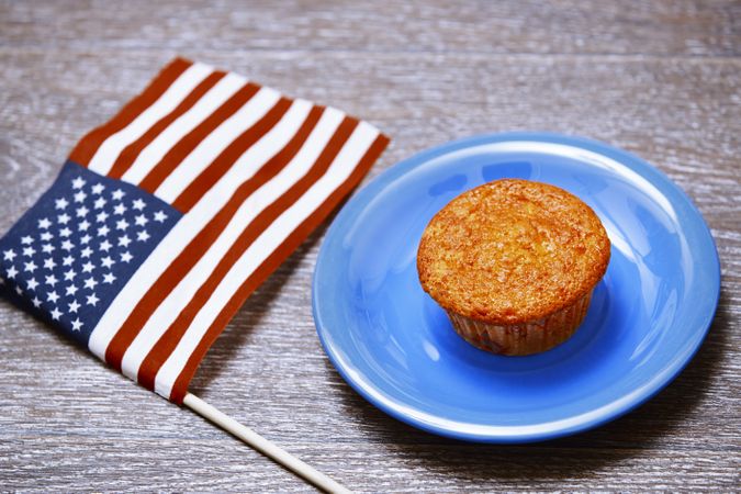 US flag and cake