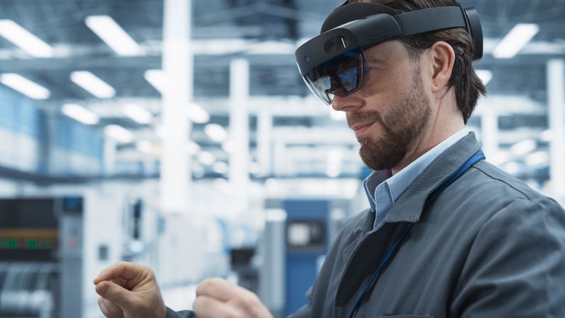 Male scientist in lab in goggles