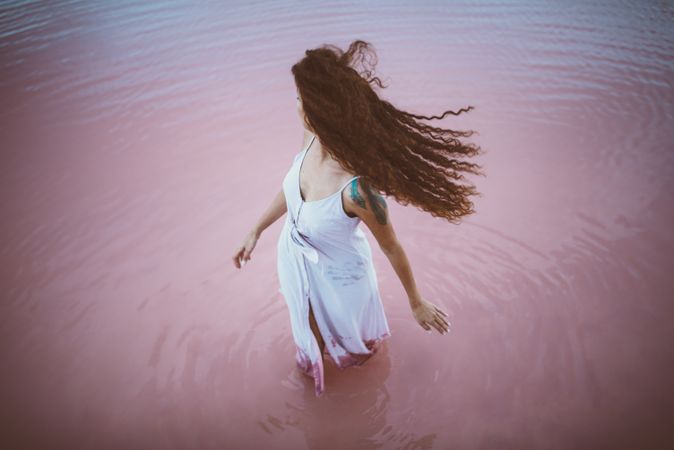 Woman enjoying sea breeze