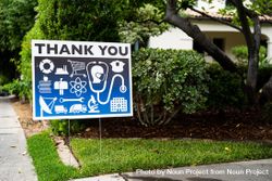 Yard sign thanking essential workers with icons 432dV5