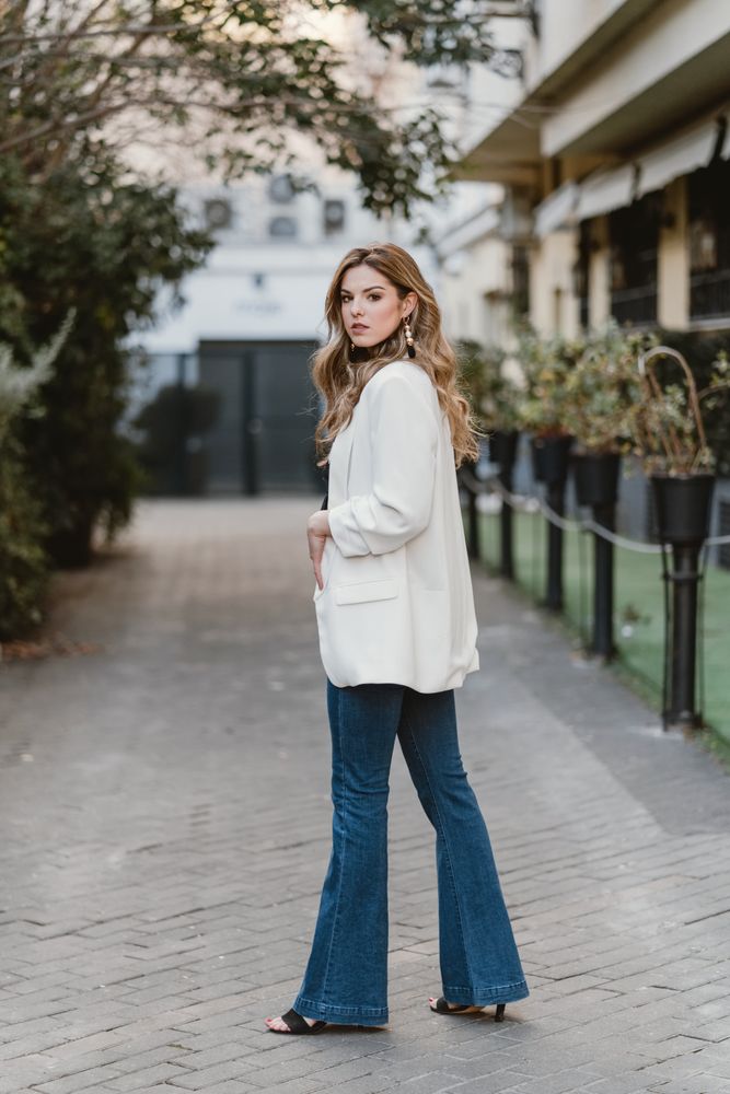 Charming woman posing on street