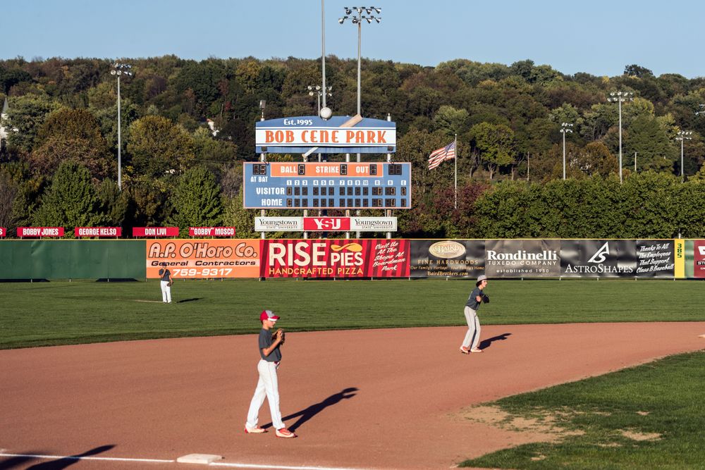 Baseball game at Bob Cene Park in Struthers, Ohio