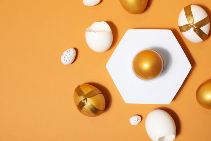 Pension rewards, returns and investment funding concepts, golden eggs
