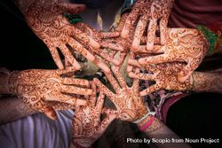 Group of hands showing henna tattoo 4B7qxb
