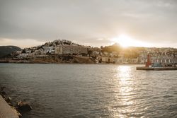 Sea port with pier and buildings