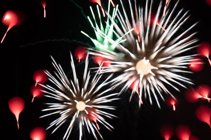 Bright fireworks on night sky