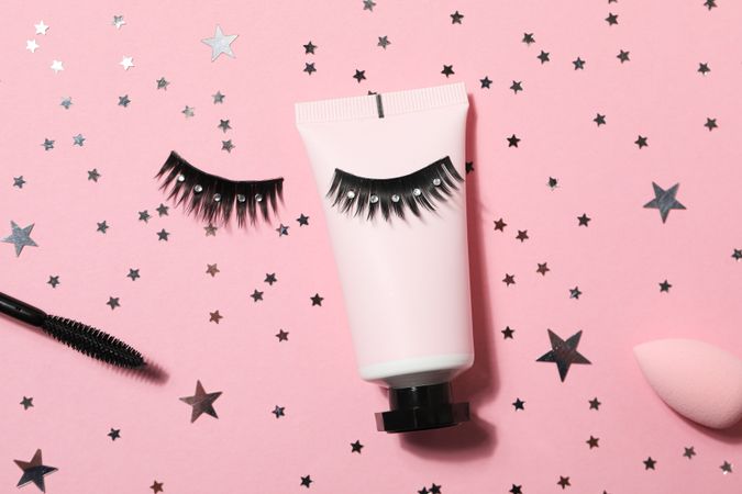 False eyelashes, concept of different makeup accessories