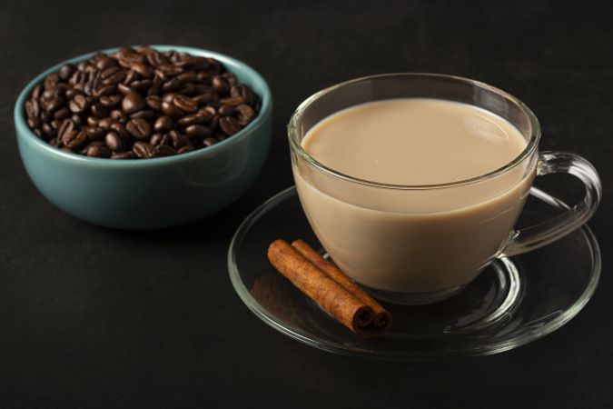 Cup of coffee with creamy milk.