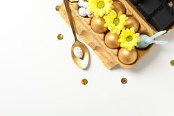 Concept of Richness, golden eggs, space for text