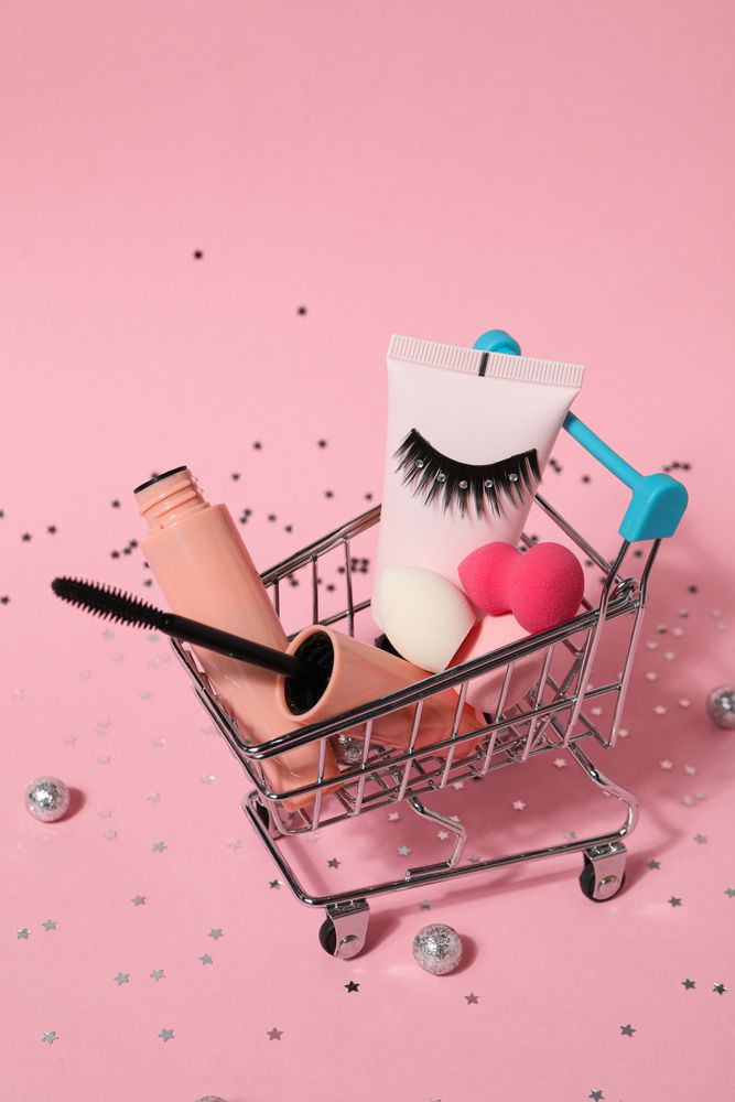 False eyelashes, concept of different makeup accessories