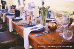 Formal dinning table setting accented with fresh asparagus a4Onj5