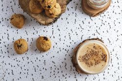Homemade cookies with cacao powered and milk