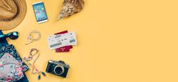 Set with beach vacation accessories