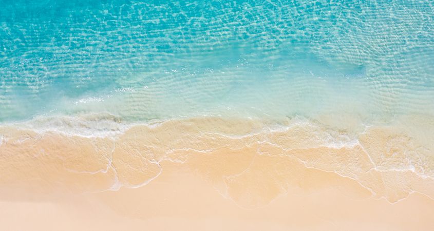 Aerial wide picture of clear blue ocean waters