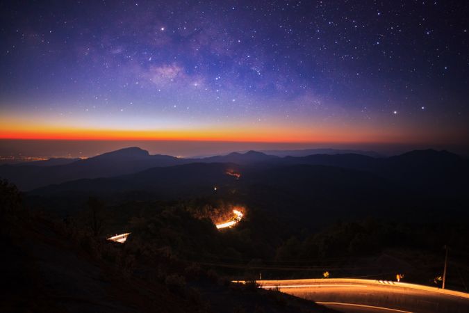 Milky way galaxy with stars and space dust in the universe at Doi inthanon Chiang mai, Thailand