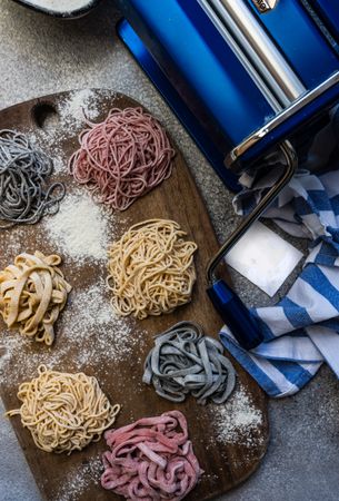 Italian homemade pasta on cutting board