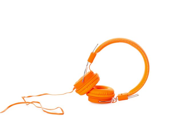 Modern headphones isolated on a plain background